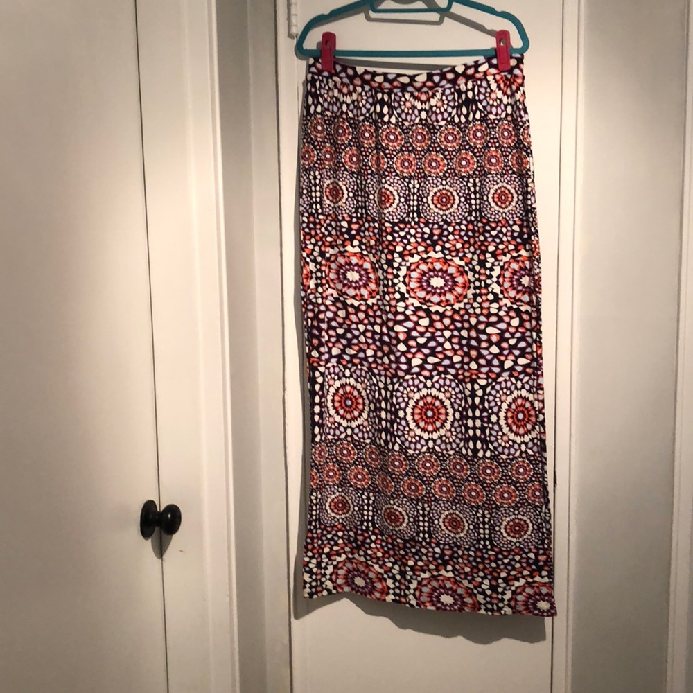 Jersey Geometric Print Maxi Skirt